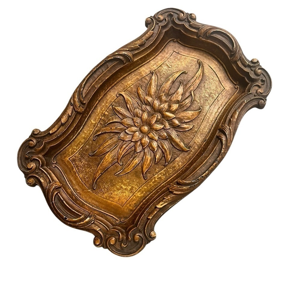 Beautiful Rustic Rectangle Carved Tray - Picture 3 of 6